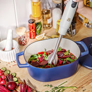 Beautiful 2-Speed Immersion Blender, 400W Motor, 8-Inch Stainless Steel Shaft, 2-Cup Chopper, 24 oz Measuring Cup, White Icing, 19561