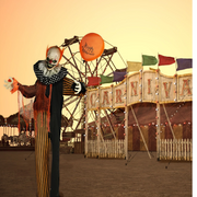 Haunted Hill Farm HHCLOWN-9FLSA Life-Size Animatronic Clown with Lights and Sound, Indoor or Outdoor Halloween Decoration, HHCLOWN-9FLSA