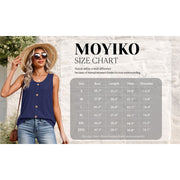 MOYIKO Womens Tank Tops Eyelet Embroidery Crew Neck Sleeveless Loose Fit Blue