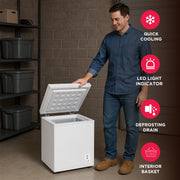 Frigidaire 2.1 Cu. Ft. Manual Defrost Chest Freezer, White, Adjustable Thermostat, EFRF200-6COM