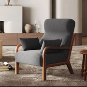 Bestier L501466Y-GREY Mid Century Accent Chair Heightened Headrest with Removable Armrest Pillows Grey
