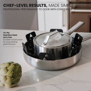 Thyme&Table 13-Piece Tri-Ply Stainless Steel Cookware Set, Silver, Oven Safe, Induction Compatible, TT2574RM