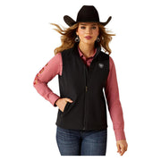 Ariat Women Logo Softshell Gilet, Wind and Water Resistant Stretch Nylon Vest, Black, Small, 10062786