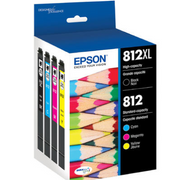 Epson T812XL-BCS DuraBrite Ultra 4-Pack High-Yield Ink Cartridges - Black/Cyan/Magenta/Yellow