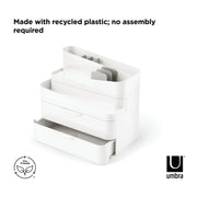 Umbra Glam Large Stackable Makeup Organizer with Removable Dividers, White, 10.5x7.25x9.75 in, 1019198-910