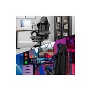 Gtracing GTW-100-BLACK Ergonomic Gaming Chair with Footrest and Bluetooth Speakers, Black