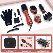 IG INGLAM AB0329-5P 5 in 1 Hair Dryer Brush Blow Dryer Brush for Women, Copper Red