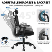 Coolhut 769ZKP-Black Ergonomic Office Desk Chair With Lumbar Support - Black