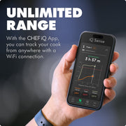 CHEF iQ Sense Smart Wireless Meat Thermometer, Ultra-Thin Probe, WiFi Unlimited Range, 5 Sensors, 1000F Heat Safe, Black, CQ60-1C-Z1-E