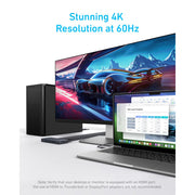 Anker USB 3.0 HDMI KVM Switch with 5 USB 3.0 Ports, 4K 60Hz HDMI, Magnetic Remote Button, 85W Power Delivery, Gray, A83K8