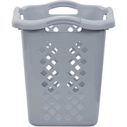 Home Logic 2 Bushel Plastic Laundry Basket, Gray, Diamond Pattern, Silver Handles, 2 Pack