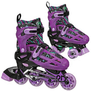 Roller Derby Falcon 2-in-1 Combo Adjustable Quad and Inline Kids Skates, Black Purple, Small I260GS