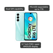 Samsung Galaxy A16 4G LTE Smartphone, 6.7-inch FHD+ Super AMOLED Display, 90Hz Refresh Rate, Octa-Core Processor, 256GB Storage, 8GB RAM, Triple Rear Camera 50MP, Light Green