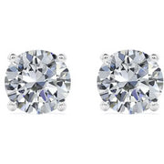 JeenMata RHJGJneprtranmpn36 1 Carat Round Moissanite - 4 Prong Solitaire Stud Earrings - 18K White Gold Plating Over Silver
