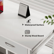 Concetta D-3CZ 48 Inch Small Desk with Fabric Drawers and Storage Shelves, White