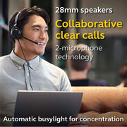 Jabra Evolve2 30 SE Wired Dual-Ear Computer Headset, USB-C/A, Noise Isolation, 28mm Speakers, Black