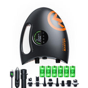 OutdoorMaster Shark 2S Electric SUP Air Pump, 20 PSI High Pressure, 88.8Wh Rechargeable Battery, Auto Shut-Off, Black & Orange