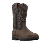 Lugz Cowboss Western Steel Toe Work Boots, Dark Brown, Square Toe, Pull-On, Size 11
