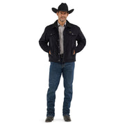 Wrangler Men's Sherpa Lined Corduroy Jacket, Water Resistant, Caviar, Large, 100% Cotton, 112367604