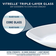 Corelle Laila 18-Piece Glass Dinnerware Set, Triple-Layer Chip Resistant Vitrelle, Blue Band Pattern, Service for 6, 1152253