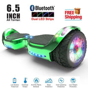 Hoverstar ul2272 Hoverboard All-Terrain LED Flash Wide All Terrian Wheel with Bluetooth Speaker Dual LED Light Self Balancing Wheel Electric Scooter, Green