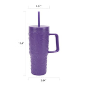 Way To Celebrate WT46630221445PU 30 Ounce Acrylic Double Wall Embossed Bat Tumbler with Handle, Reusable Straw, Purple