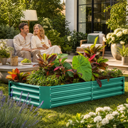 Land Guard Raised Garden Bed, Galvanized Metal Rectangle Planter Kit, 8x4x1 ft, Forest Green