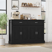 Homfa 057512 Modern Kitchen Buffet Sideboard Black Wood Storage Cabinet with 4 Doors and 2 Drawers