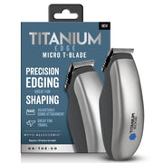 Titanium Edge Micro T-Blade Men's Precision Facial Trimmer with Adjustable Comb, Titanium Hypoallergenic Blade, Silver
