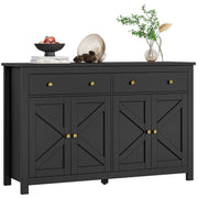 Homfa 55''W Farmhouse Kitchen Sideboard with 4 Doors 2 Drawers