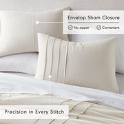 Regency Heights Queen Comforter Set, Boho Pinch Pleat Stitching, Soft Washed Microfiber, Premium Polyester Fill, Neutral