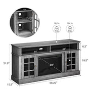 CHITOOMA CHITOOMA-01G 1400W Electric Fireplace TV Stand up to 65 inch TVs with Adjustable Shelves, Grey