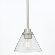 Better Homes & Gardens BH24W50001009WM Modern Dimmable Pendant Light, Brushed Nickel, Clear Cone Glass Shade, Adjustable Height, Medium Base Bulb Compatible