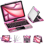 GUSGU Transparent Case with Wireless Keyboard for iPad Air 13-in.(M3/M2, 2025/2024), 7 Colors Backlight, Trackpad
