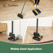 Eyliden Broom and Dustpan Set with Extendable Long Handle and Dustpan Comb, Grey and Yellow
