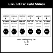 MusicNomad MN668 6 PC. Diamond Coated Electric Guitar Nut Slotting File Set - Light Strings with Storage Case, Yellow