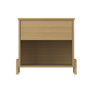 Mainstays Modern 1 Drawer Nightstand with Natural Teak Finish, Particle Board and MDF Construction, Rectangle Shape, 35 lb Load Capacity, MS3611136571NO