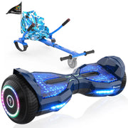 Evercross EV2 Hoverboard, 6.5'' Hover Board with Seat Attachment, Self Balancing Scooter with APP & Bluetooth Speaker, Blue