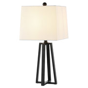 Safavieh Acosta Black Iron Table Lamp with White Cotton Shade, LED Bulb Included, 21 in, TBL4505A
