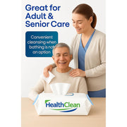 Healthline Trading Healthclean Premoisted Adult Washcloths, Aloe Vitamin E Lanolin Infused, Hypoallergenic, Fragrance-Free, Extra-Large 8