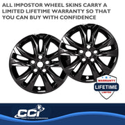 Coast To Coast Impostor Automotive Wheel Cover, Gloss Black, 17 Inch, 5 Double Spokes, Snap-On, Set of 4, IMP469BLK