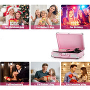 DIGITNOW M417 Turntable Record Player 3 Speeds with Built-in Stereo Speakers  Suitcase Design - Pink