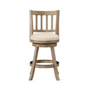 Boraam Sheldon Swivel Counter Stool, Eco-Friendly Rubberwood Frame, Driftwood Wire-Brush Finish, Ivory Linen Upholstered Seat, 24-Inch, Protective Metal Kickplate