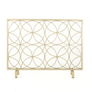 Noble House Emmilou Single Panel Fireplace Screen, Gold - Material: Iron