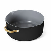 Beautiful by Drew Barrymore 19929 8 Quart Ceramic Non-Stick Stock Pot with Strainer Lid, Black Sesame