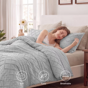 U by Bedsure Queen Comforter Set, Boho Tufted Embroidered Design, Reversible Microfiber, Lightweight Polyester Fill, 07 Harbor Mist-1, 3 Pieces