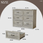 Vabches JY9983BR01 6 Drawers Dresser for Bedroom, Wood Chest of Drawers w/Charging Station, Grey