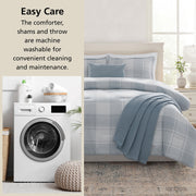 Mainstays Plaid 5-Piece Blue Comforter Set, King, Polyester, Hypoallergenic, All-Season, MSD566170522057