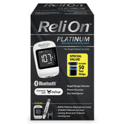 ReliOn Platinum Blood Glucose Meter Kit, Bluetooth Enabled Diabetes Blood Sugar Monitoring System, Includes 50 Test Strips and Lancet Device