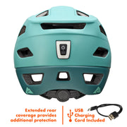 Ozark Trail Adult Rechargeable Light-Up Bike Helmet, Green, Adjustable Fit, 16 Cooling Vents, Extended Rear Coverage, 4820M